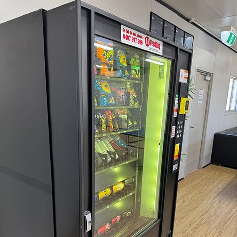 crib room vending placement with a snack and drink machine installed indoors on a WA mine site