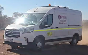 A1 Vending service van on an outback road in WA, supporting mining vending machines
