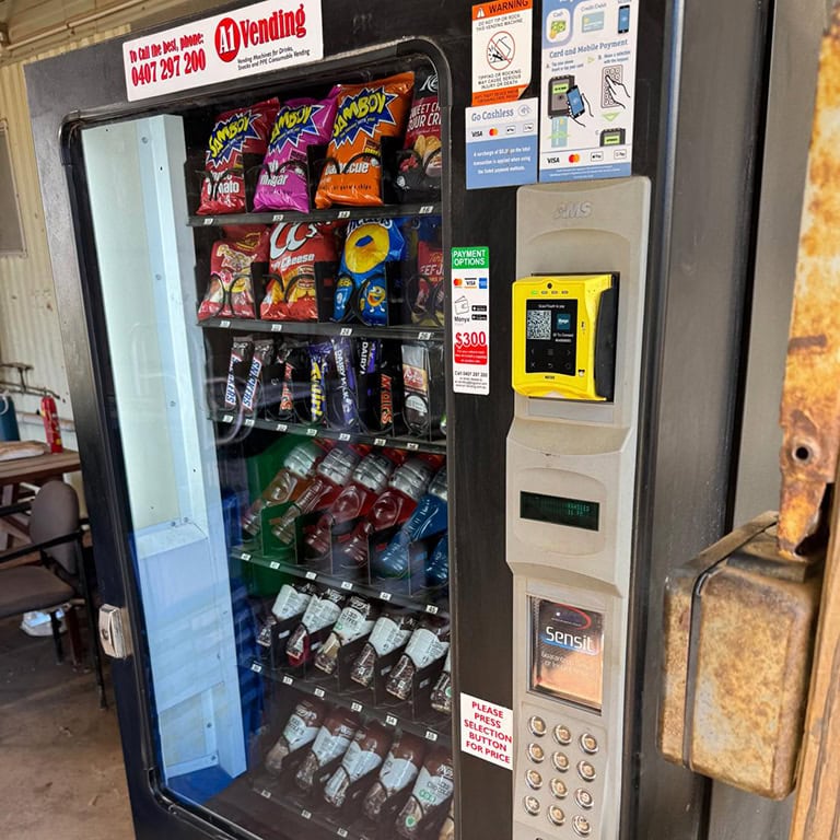 Tap-and-go card reader on a cashless vending machine - cashless vending machines WA worksites use for fast contactless payment