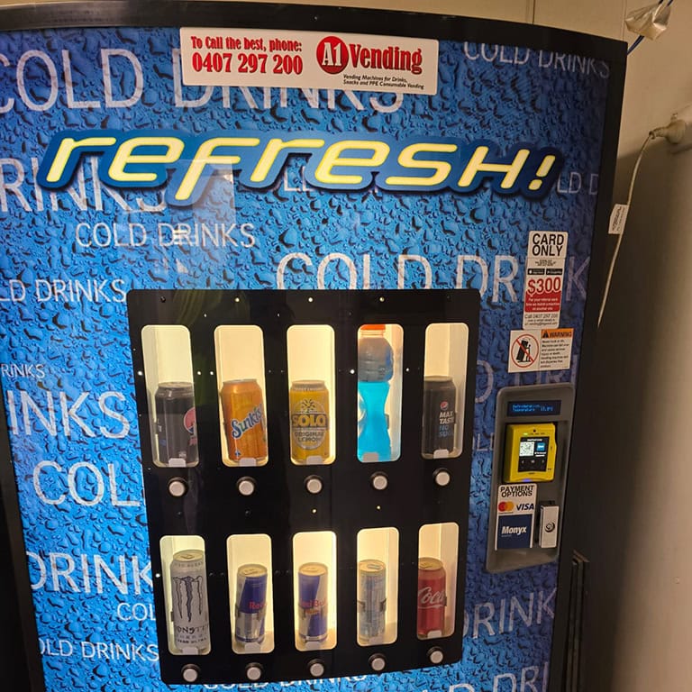 Cashless vending machine with tap-and-go card and mobile payment reader - cashless vending machines for WA worksites