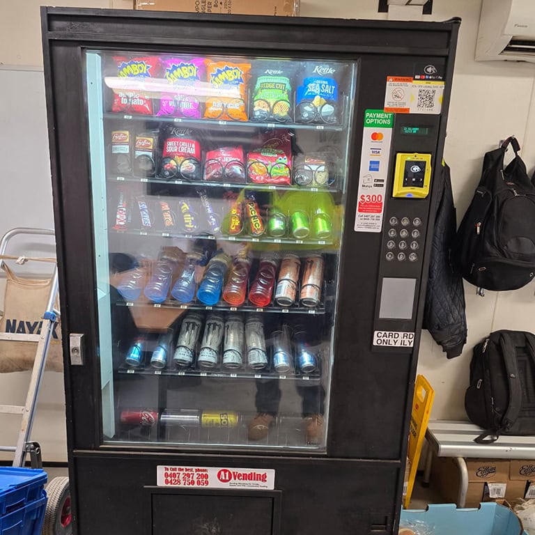 A1 Vending machine in a WA worksite storeroom construction site vending machines built for dust, heat and daily use